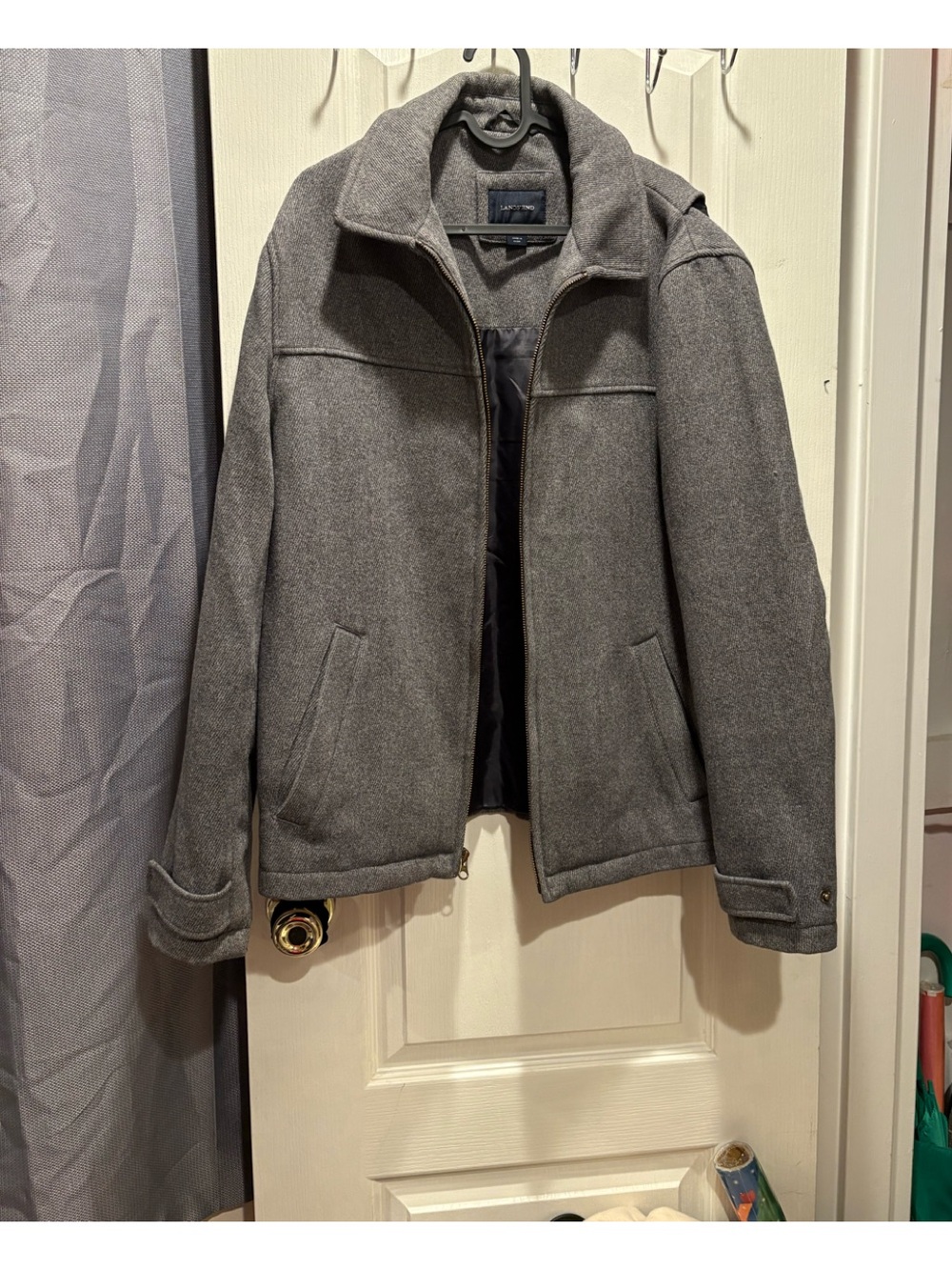 Lands' End Men's Gray Wool Pea Coat Jacket